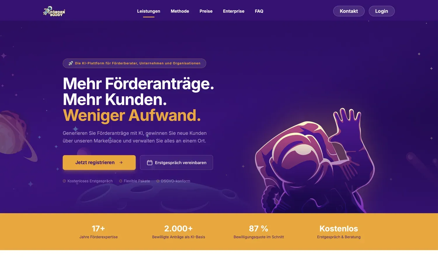 Website von FörderBuddy, betreut von Lilox