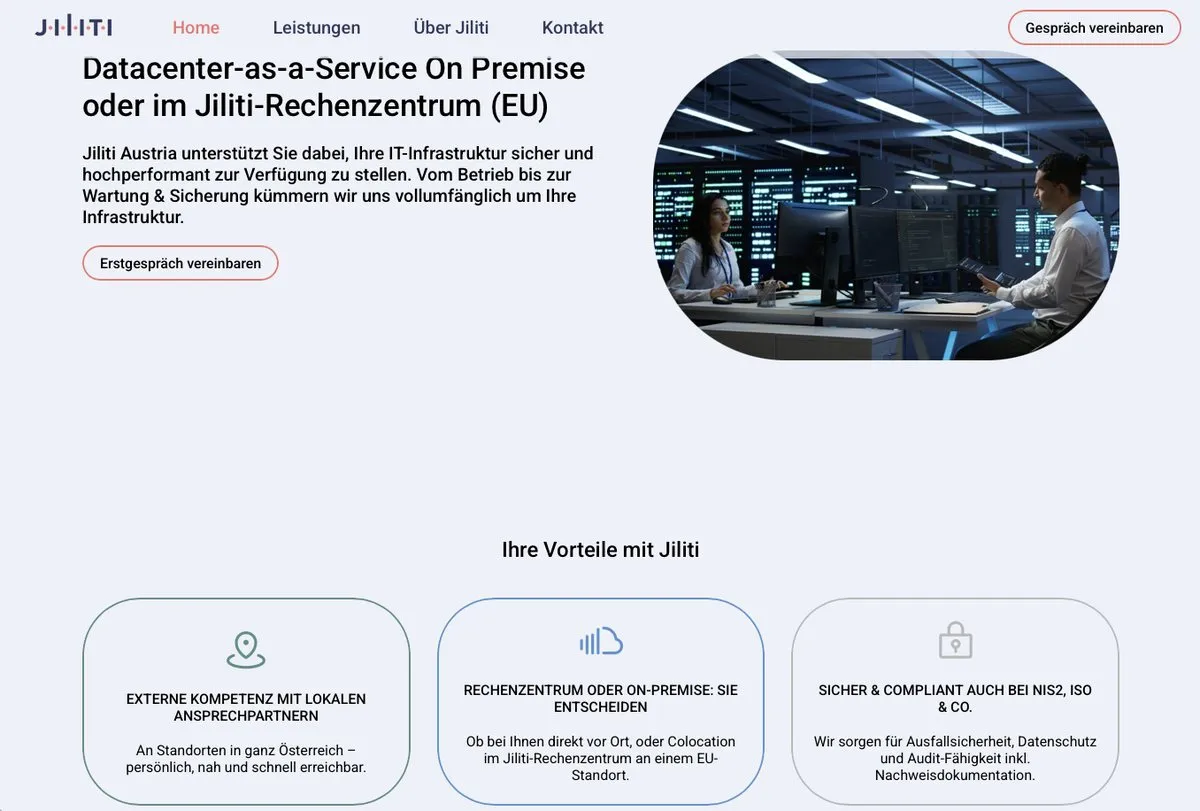 Österreich-Website von Jiliti, gebaut von Lilox