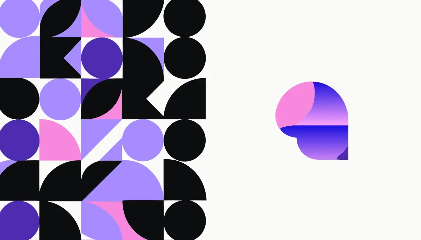 Abstract graphic: many equally strong shapes crowded together on the left, a single clear shape with space around it on the right.