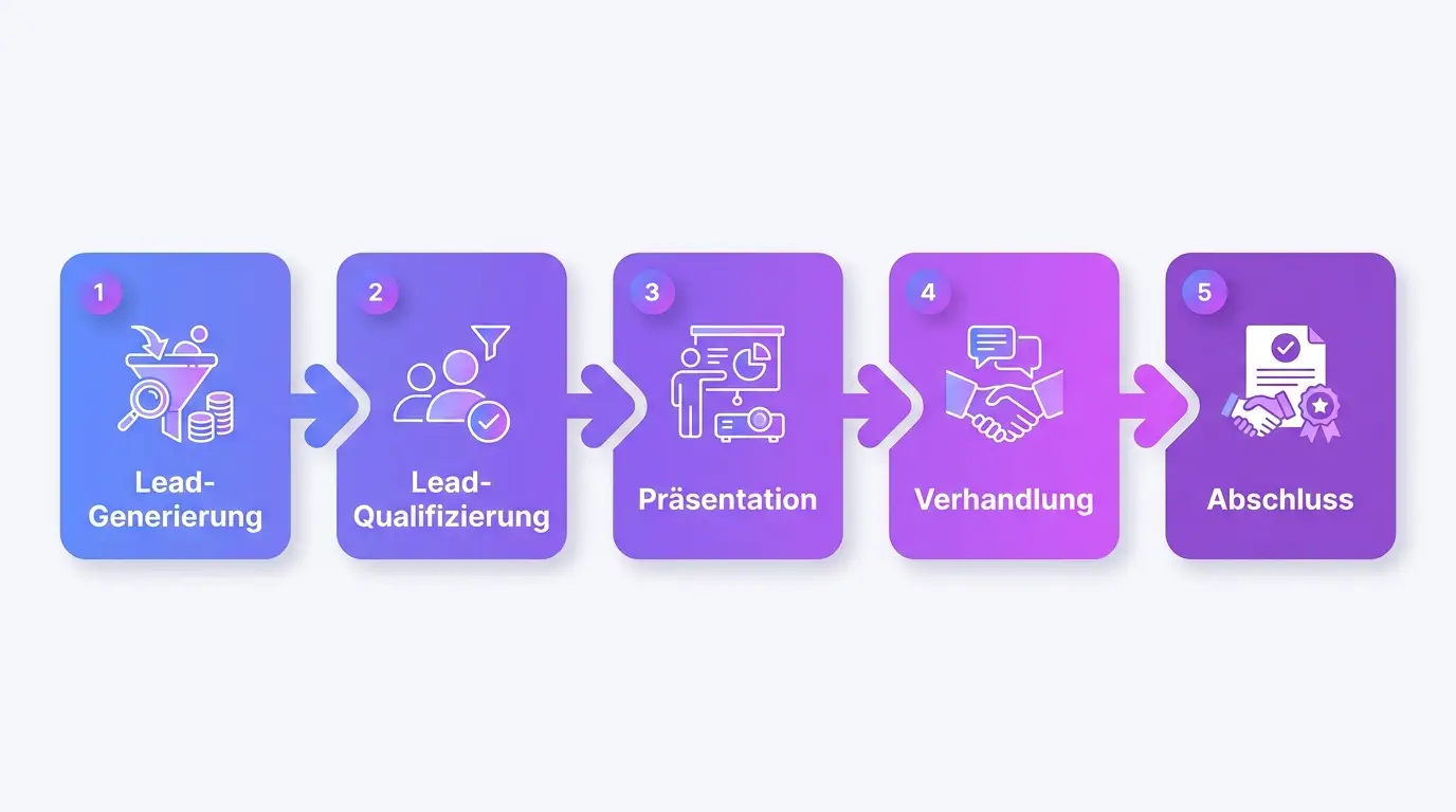 Der B2B-Vertriebsprozess in fünf Phasen Infografik: Der B2B-Vertriebsprozess in fünf Phasen