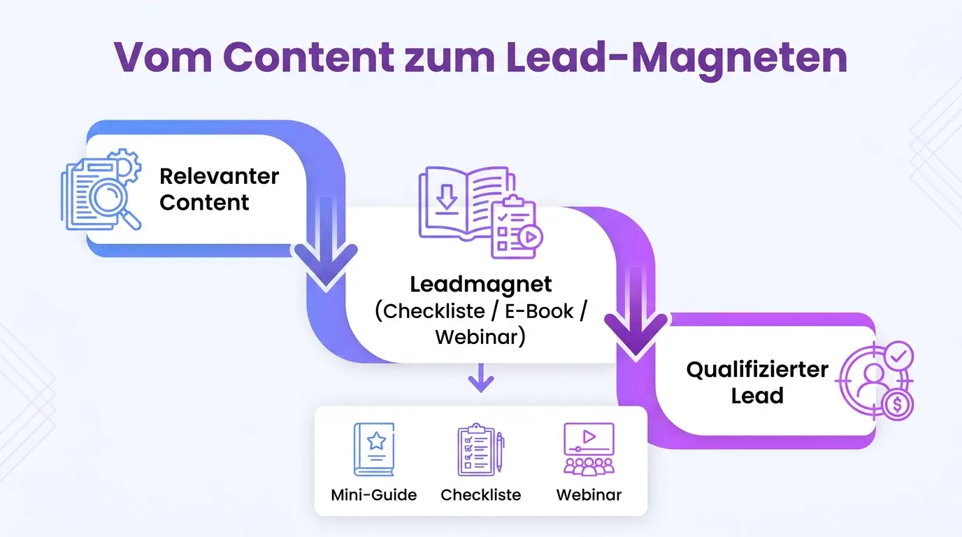 Infografik: Content-Funnel – vom Content zum Lead-Magneten