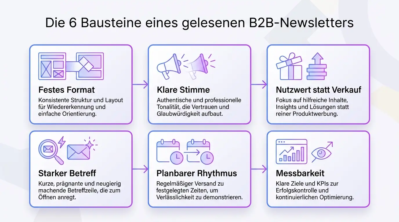 Infografik: Bausteine eines wirksamen B2B-Newsletters